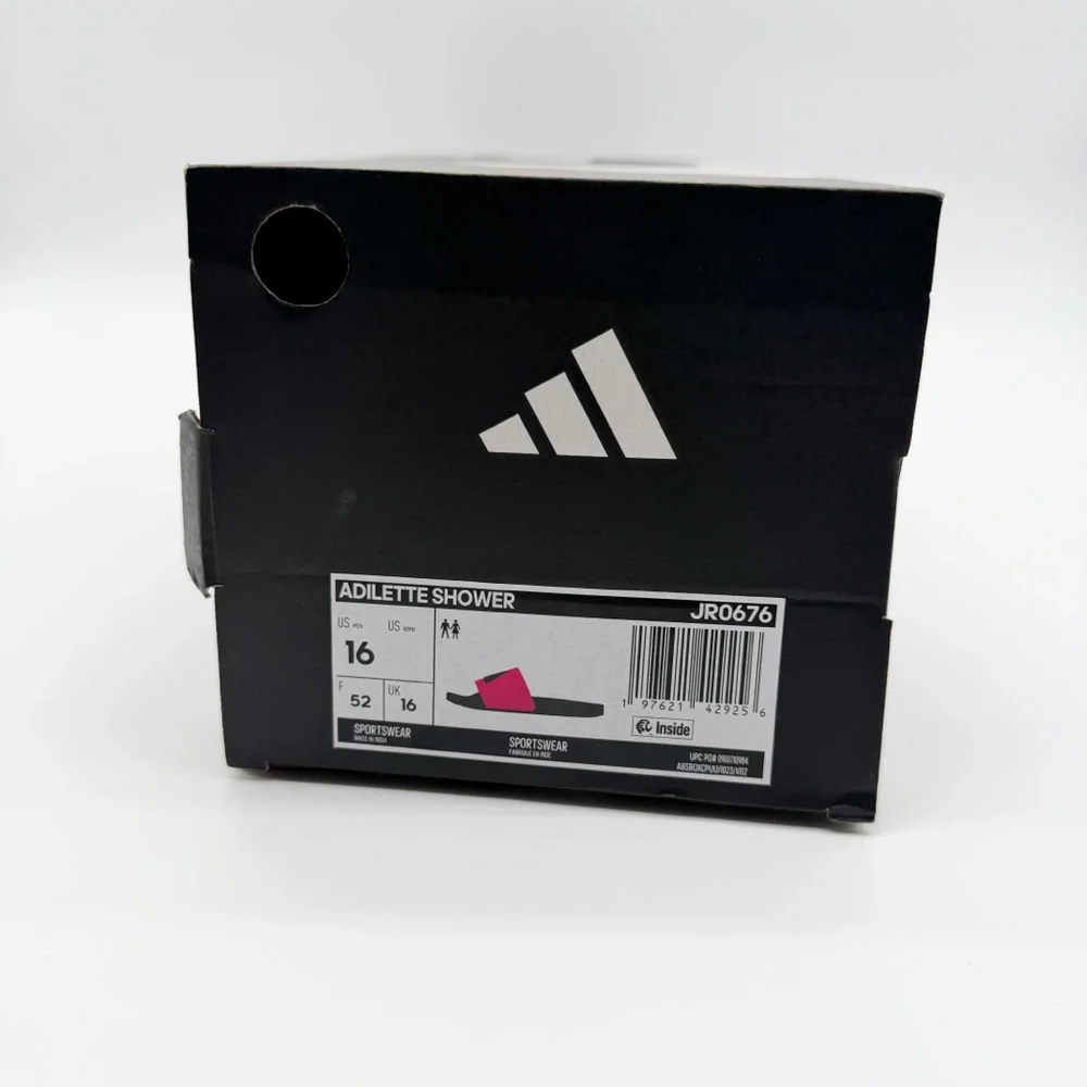 Adidas Adilette Shower Slide Sandals Cushioned Black Pink Men's Size 16 NEW
